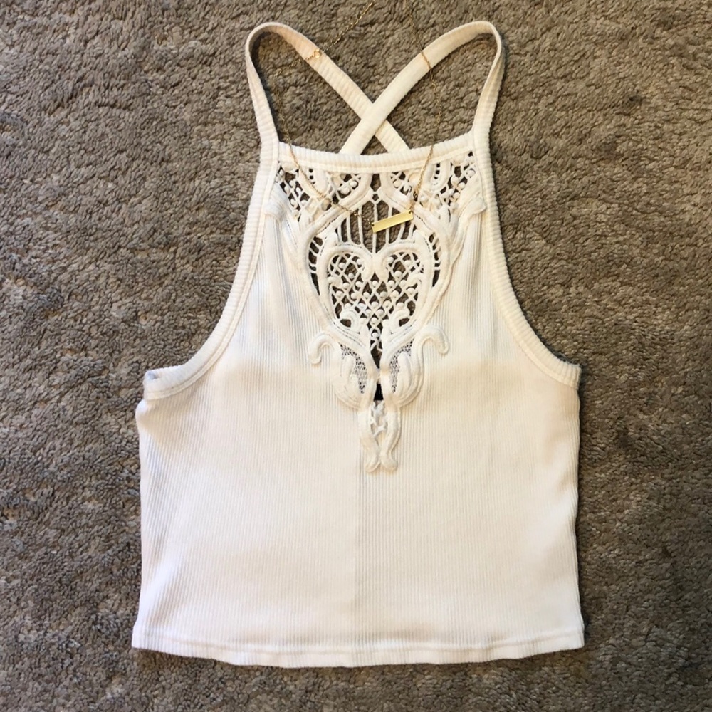 Lace front crop top